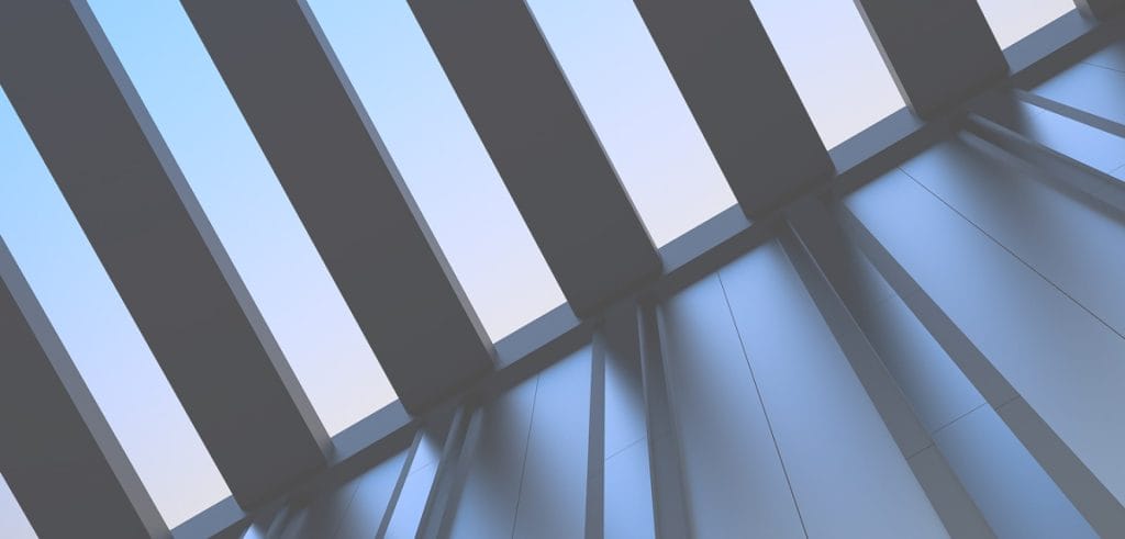 beckway-background-1 Background image for Beckway's case study showing angled architectural beams with blue sky and soft light casting shadows